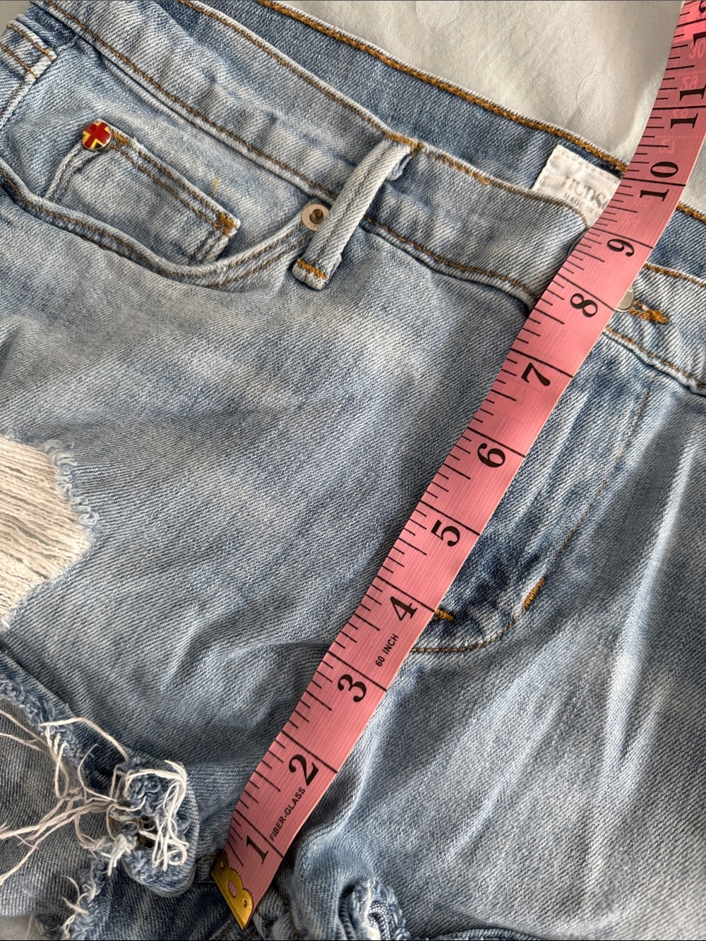 Hudson Jeans Light Blue Distressed Denim Cutoff Shorts, Size 28 - Picture 6 of 7